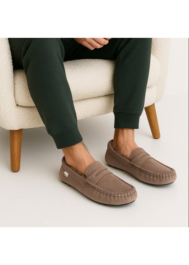 Totes Isotoner Sand Suede Moccasin With Water Repellency