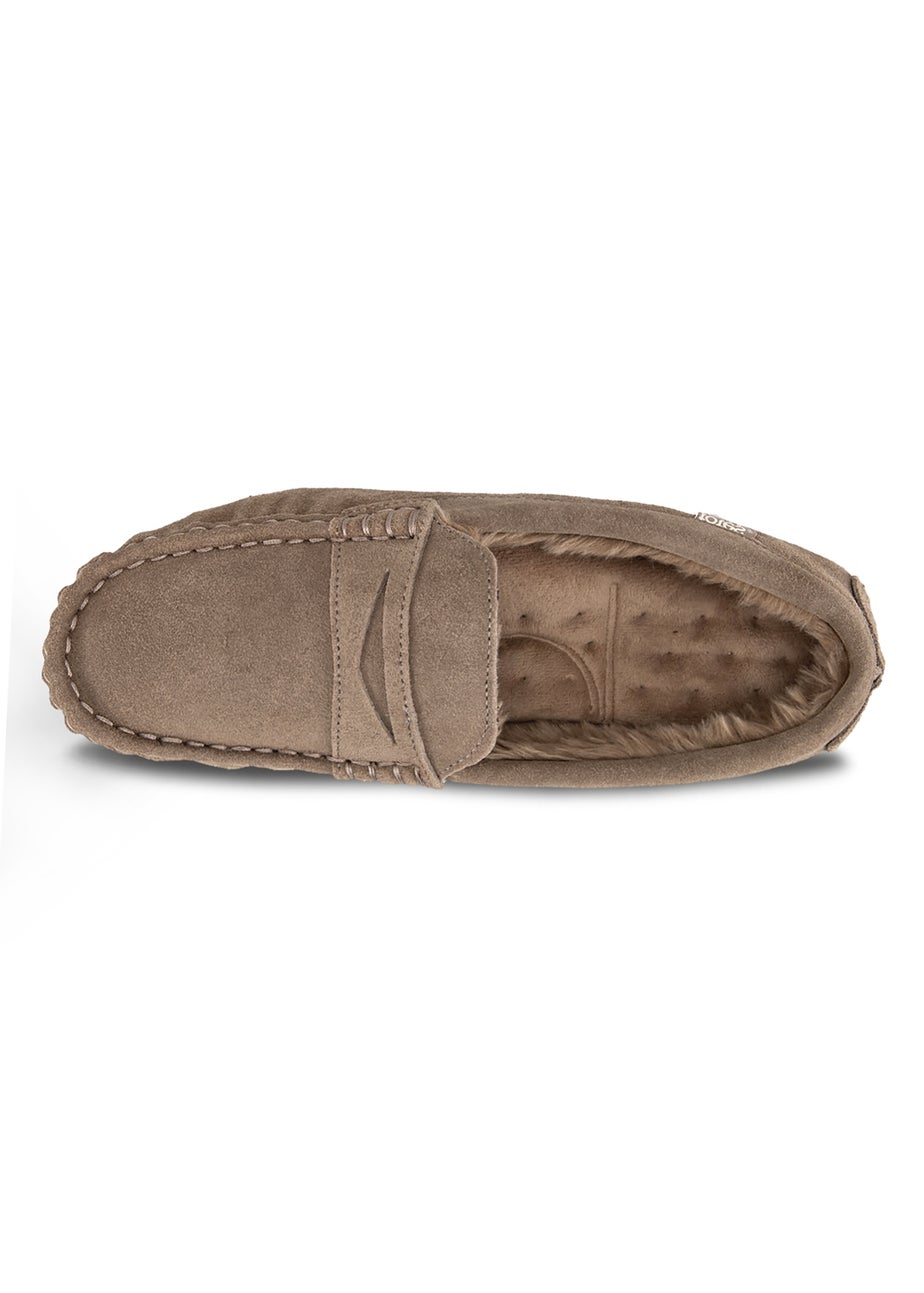 Totes Isotoner Sand Suede Moccasin With Water Repellency