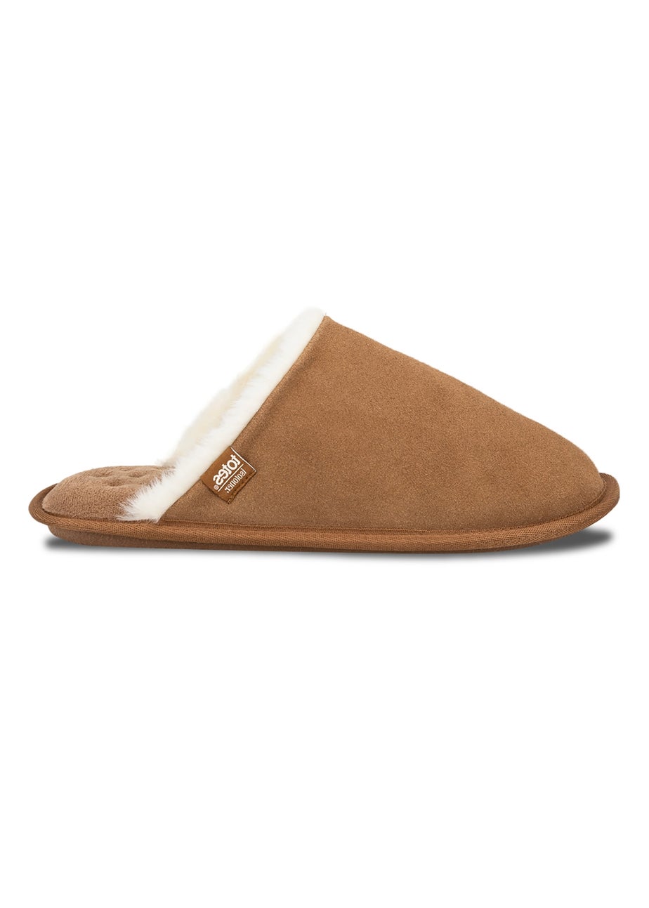 Totes Isotoner Tan Suede Mule With Water Repellency