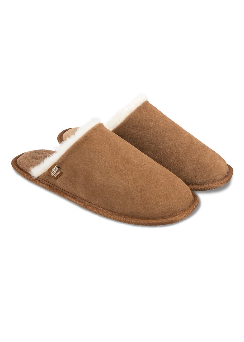 Totes Isotoner Tan Suede Mule With Water Repellency