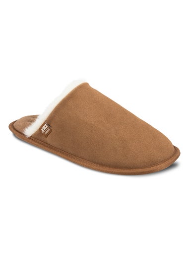 Totes Isotoner Tan Suede Mule With Water Repellency
