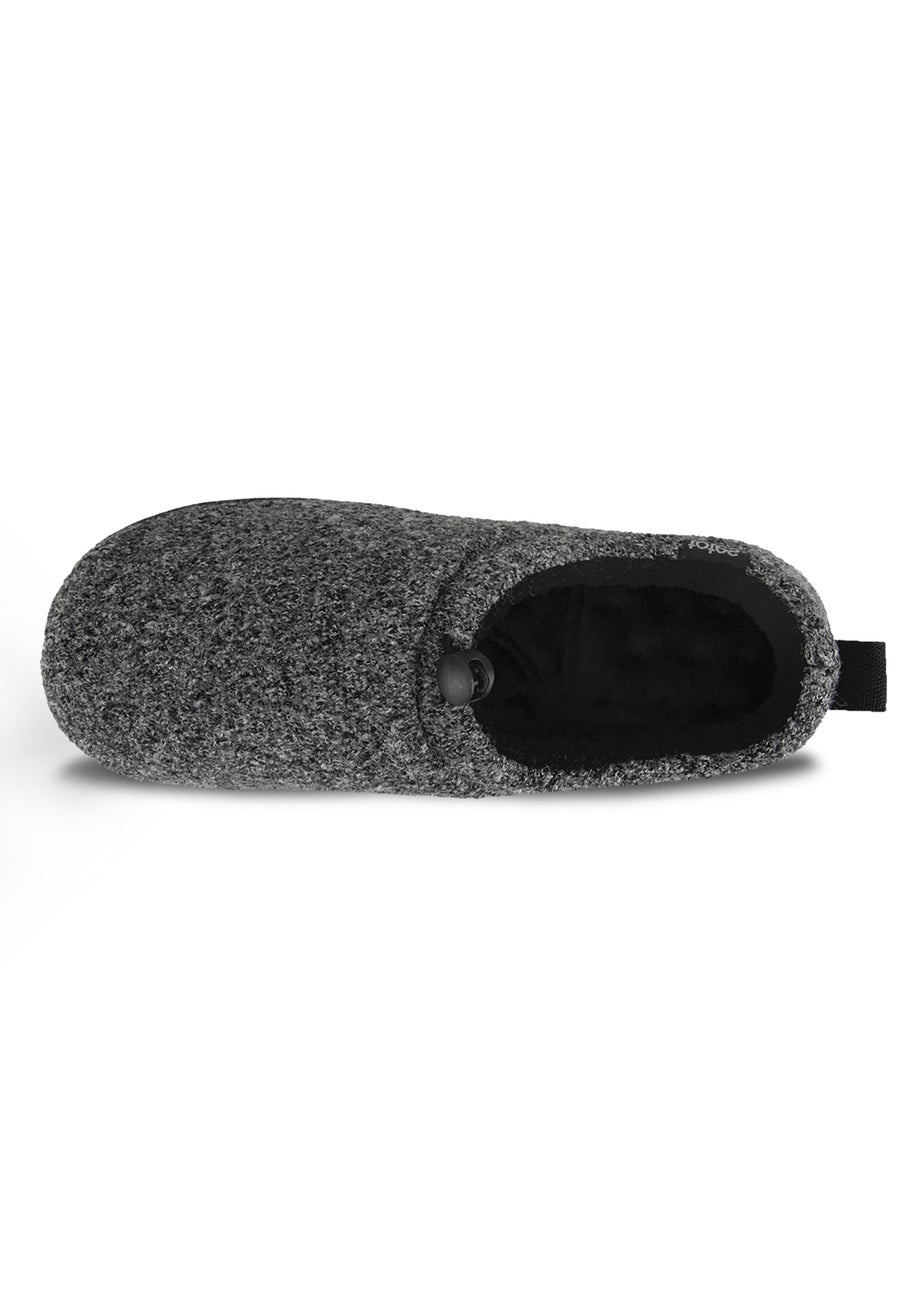 Totes Isotoner Grey Felt Full Back Slipper With Pull Toggle