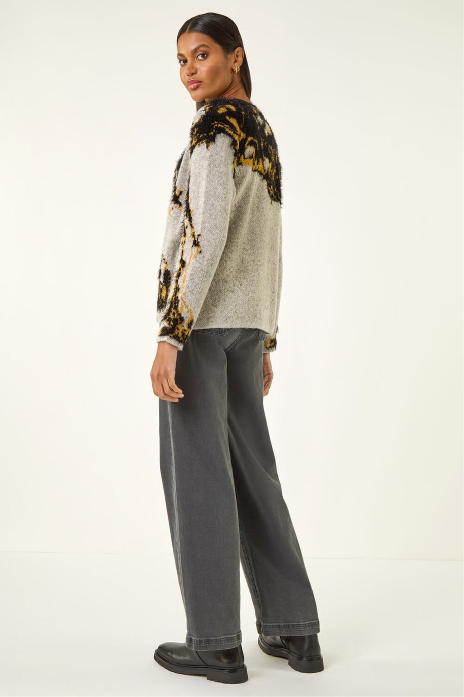 Roman Grey Fluffy Textured Knit Cardigan