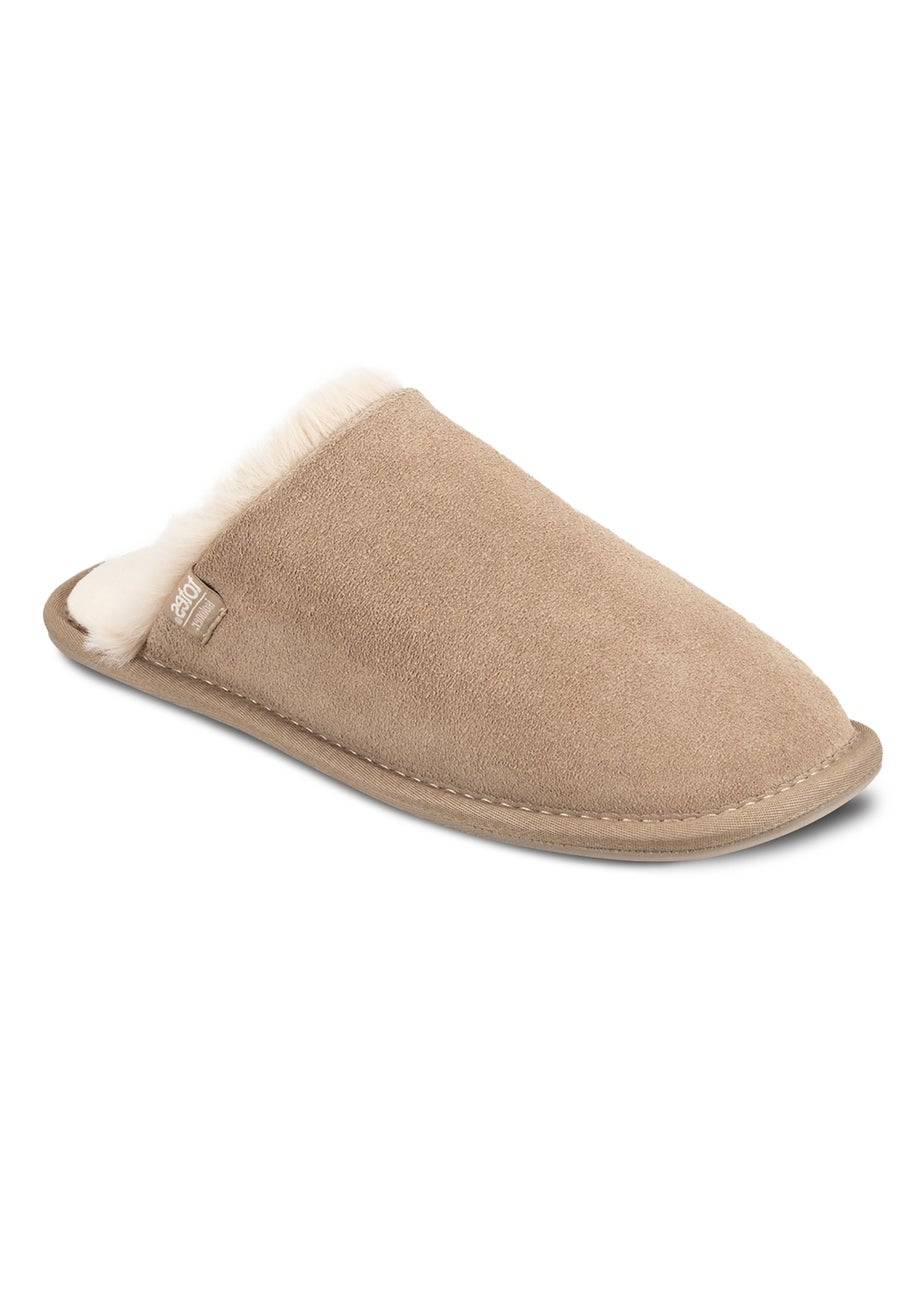 Totes Isotoner Sand Real Suede Mule With Water Repellency