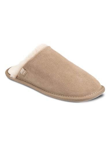 Totes Isotoner Sand Real Suede Mule With Water Repellency