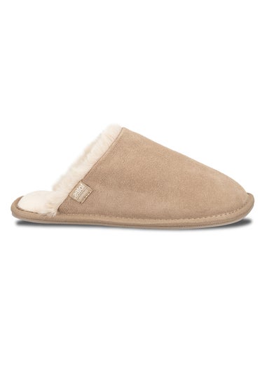Totes Isotoner Sand Real Suede Mule With Water Repellency