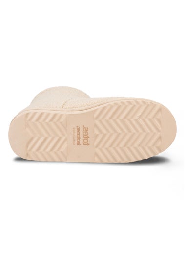 Totes Isotoner Cream Borg Boot With Cuff Detail