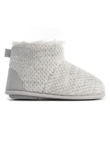 Totes Isotoner Grey Sparkle Knit Boot Slippers