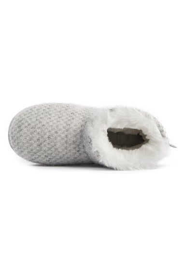 Totes Isotoner Grey Sparkle Knit Boot Slippers