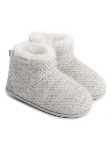 Totes Isotoner Grey Sparkle Knit Boot Slippers