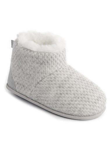 Totes Isotoner Grey Sparkle Knit Boot Slippers