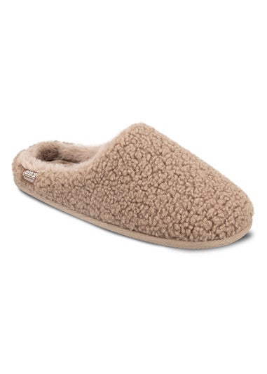 Totes Isotoner Mink Borg Swept Back Mule