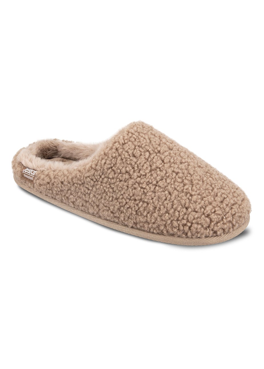 Totes Isotoner Mink Borg Swept Back Mule