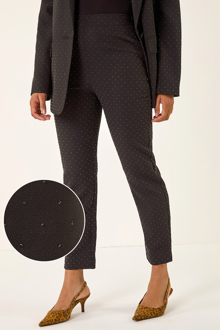 Roman Black Diamante Stretch Trousers