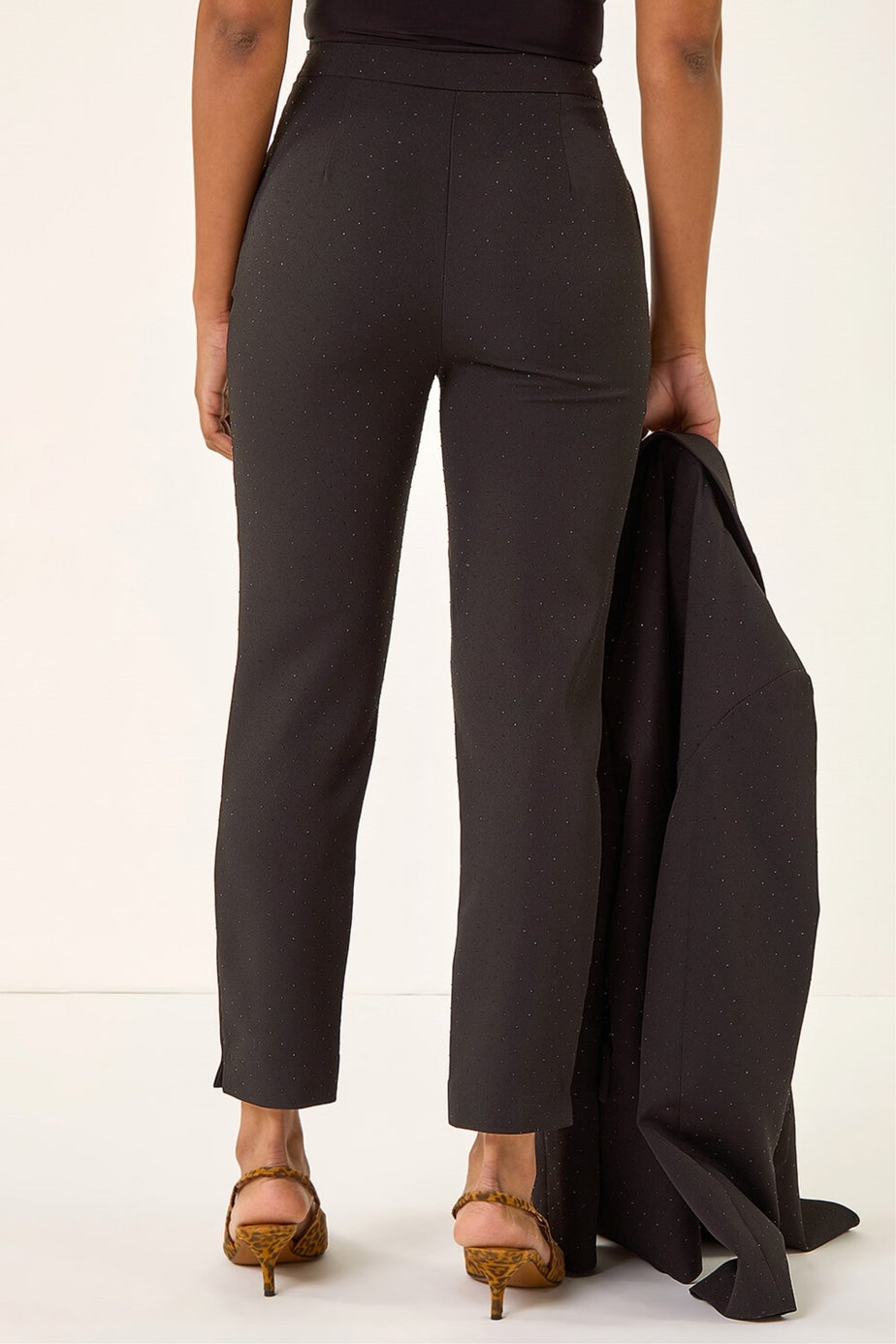 Roman Black Diamante Stretch Trousers