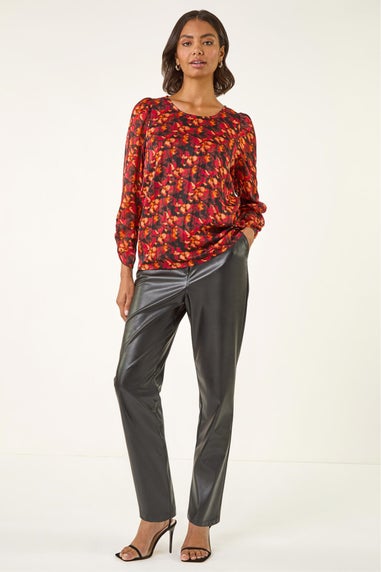 Roman Red Blurred Satin Stripe Top