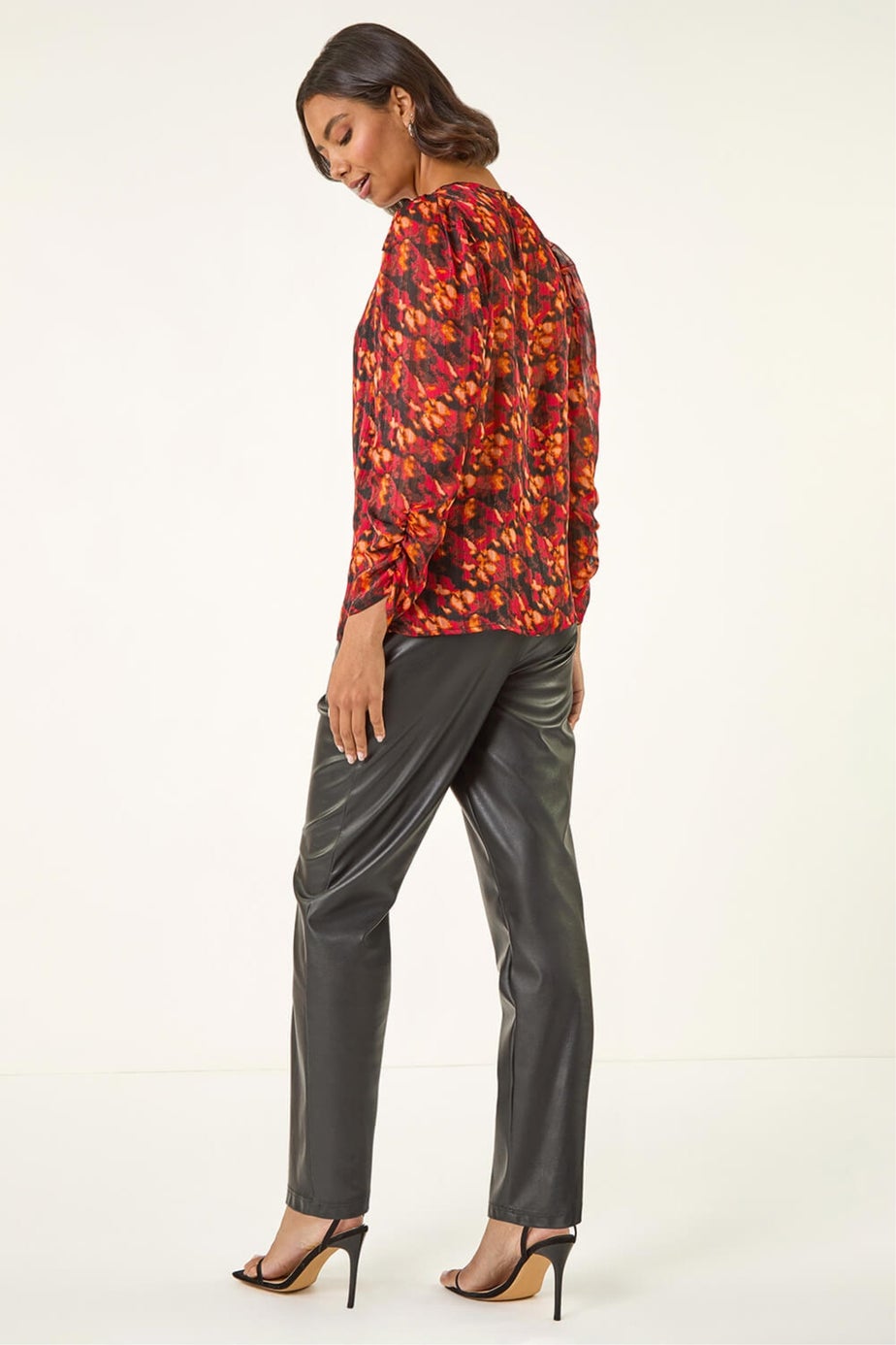 Roman Red Blurred Satin Stripe Top