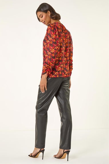 Roman Red Blurred Satin Stripe Top