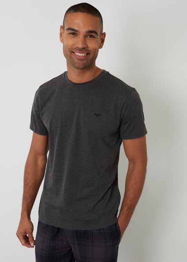 Threadbare Black 2 Pack Short Sleeve Top & Check Pants Pyjama Sets