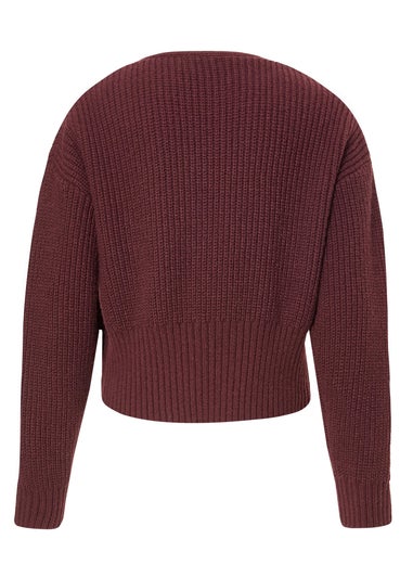 Quiz Burgundy Chain Detail Cardigan