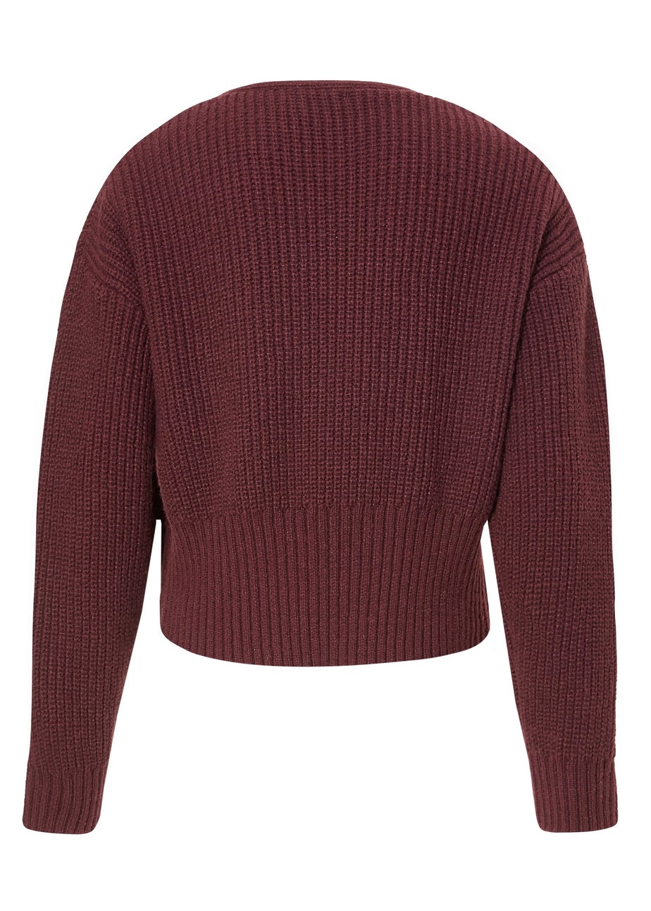 Quiz Burgundy Chain Detail Cardigan