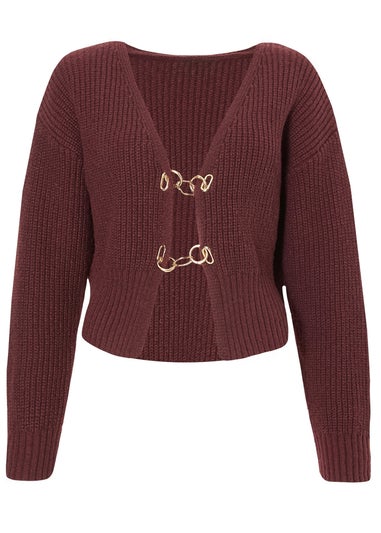 Quiz Burgundy Chain Detail Cardigan