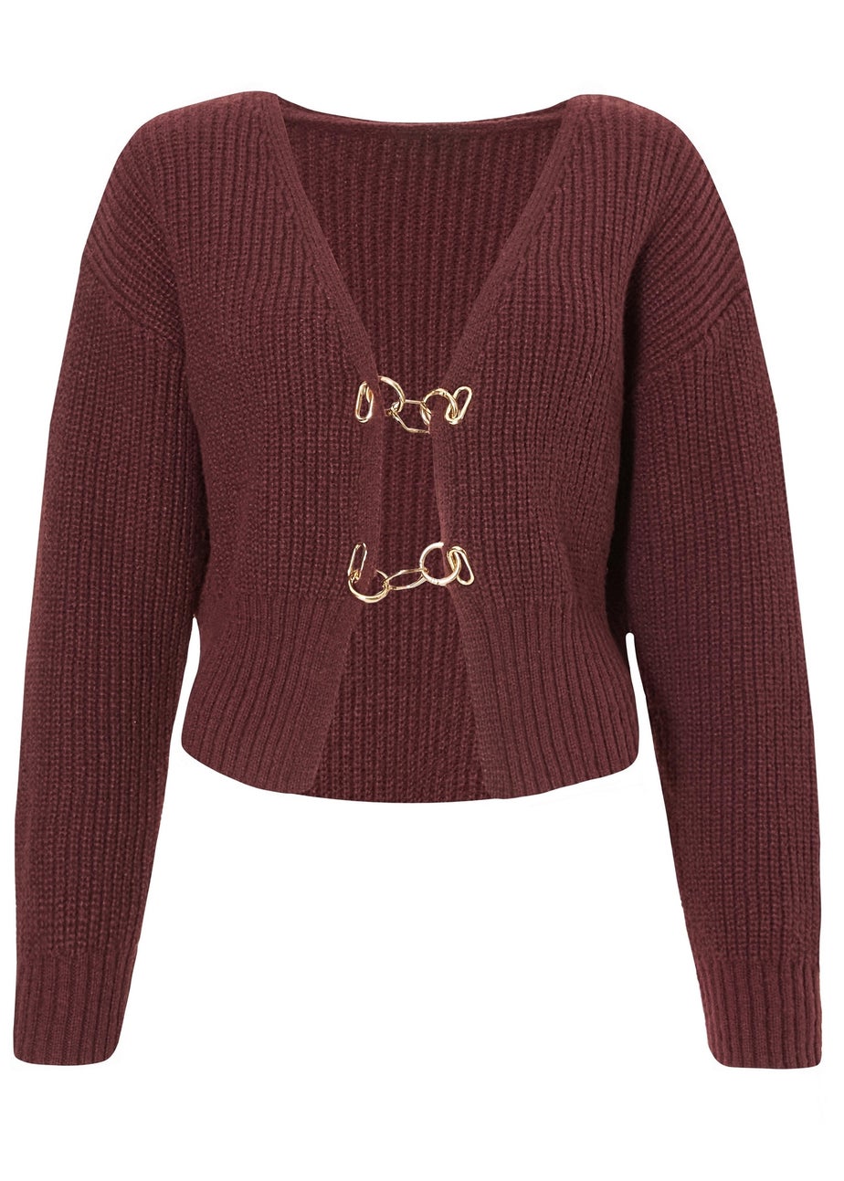 Quiz Burgundy Chain Detail Cardigan