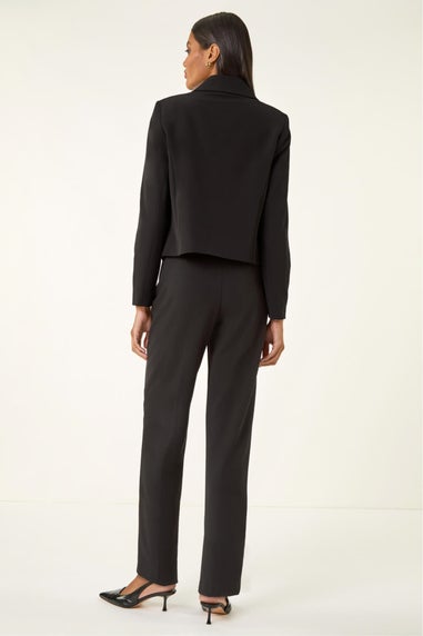 Roman Black Smart Buttoned Pocket Jacket