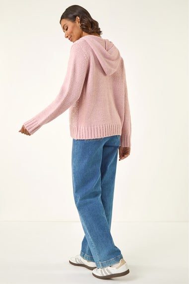 Roman Mauve Sparkly Hooded Knit Cardigan