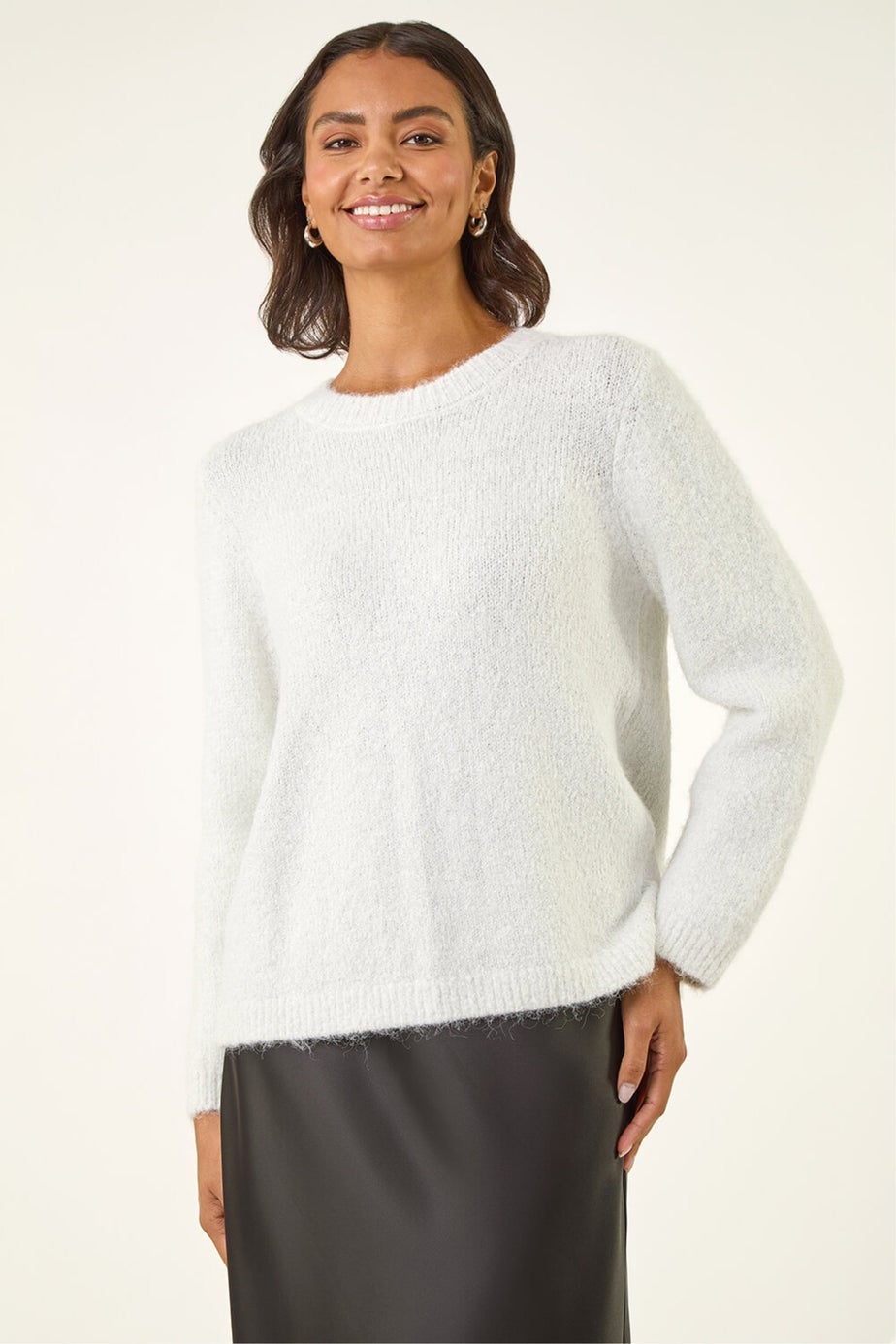 Roman Ivory Bow Back Metallic Knit Jumper
