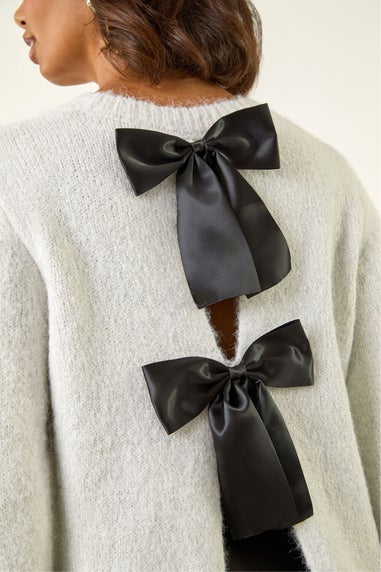 Roman Ivory Bow Back Metallic Knit Jumper