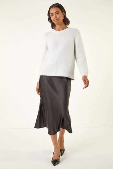 Roman Ivory Bow Back Metallic Knit Jumper