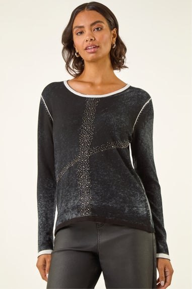 Roman Black Embellished Soft Knit Jumper