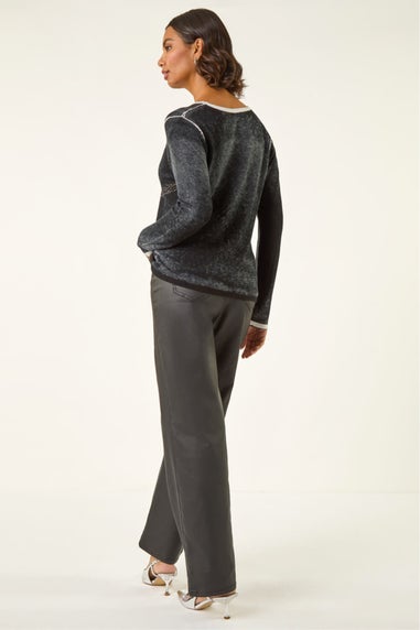 Roman Black Embellished Soft Knit Jumper