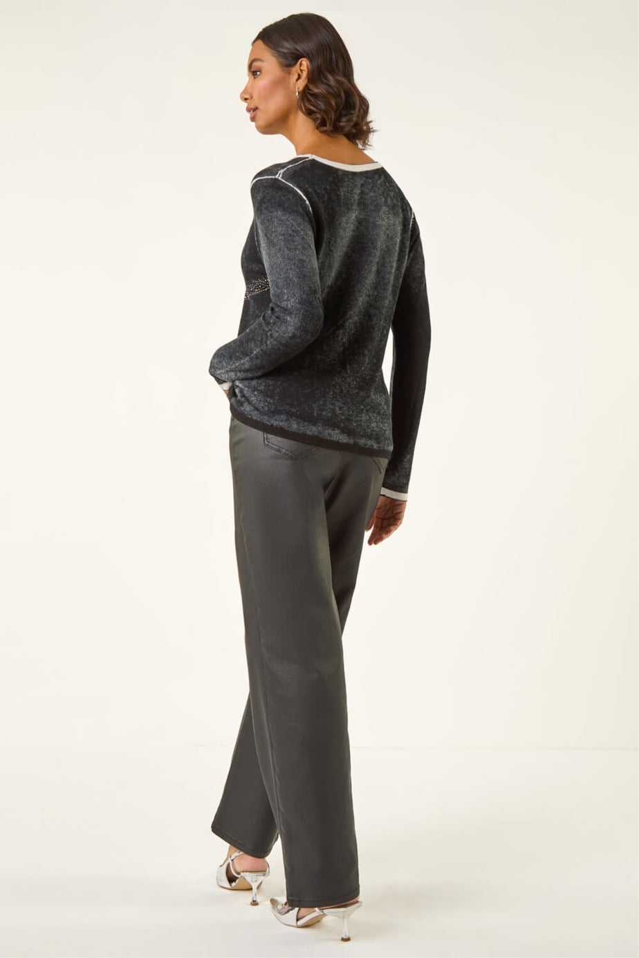 Roman Black Embellished Soft Knit Jumper