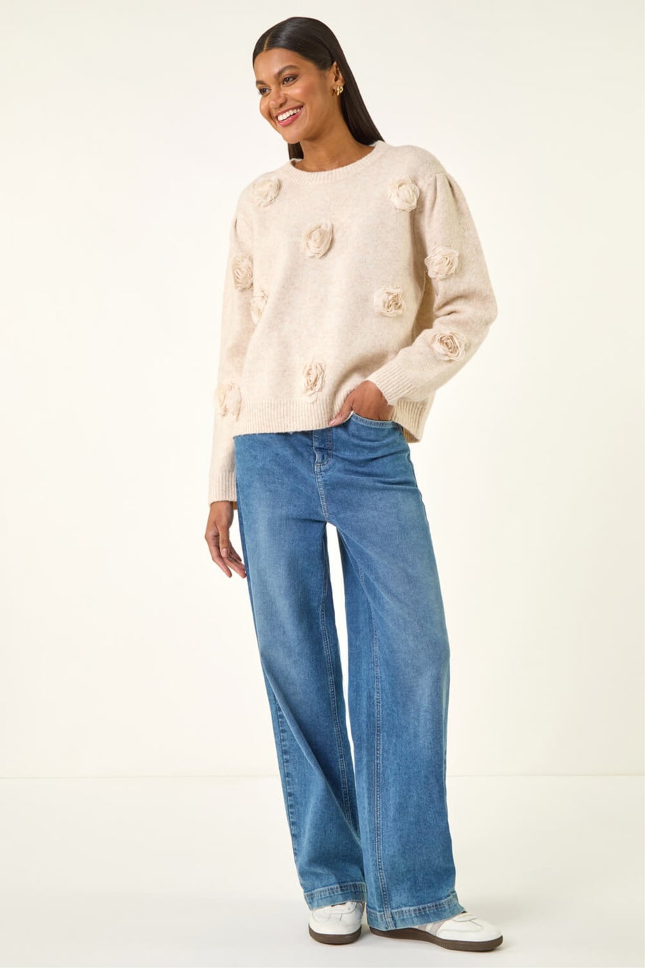Roman Natural Delicate Rose Knit Jumper