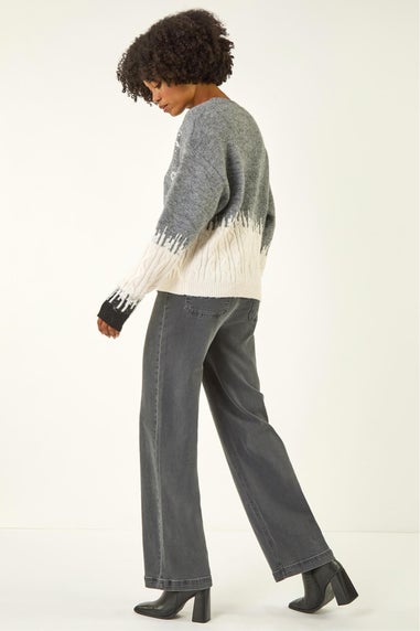 Roman Grey Jacquard Bow Knit Jumper