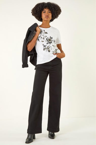 Roman Ivory Floral Print Cotton Top