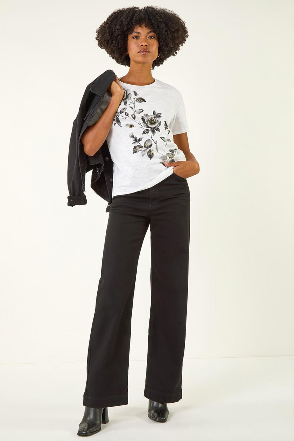 Roman Ivory Floral Print Cotton Top