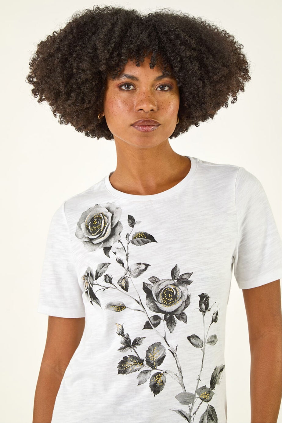 Roman Ivory Floral Print Cotton Top