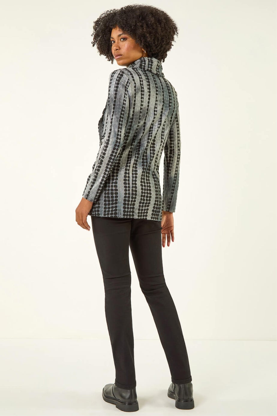 Roman Grey Cowl Neck Buttoned Top