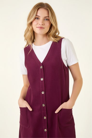 Roman Port Cotton V-Neck Button Pocket Dress