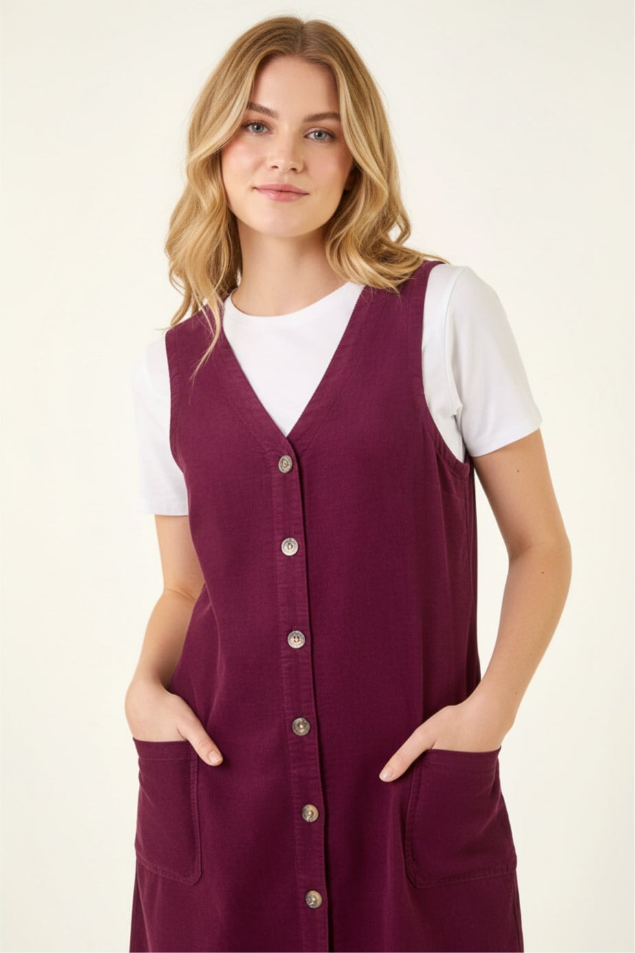 Roman Port Cotton V-Neck Button Pocket Dress