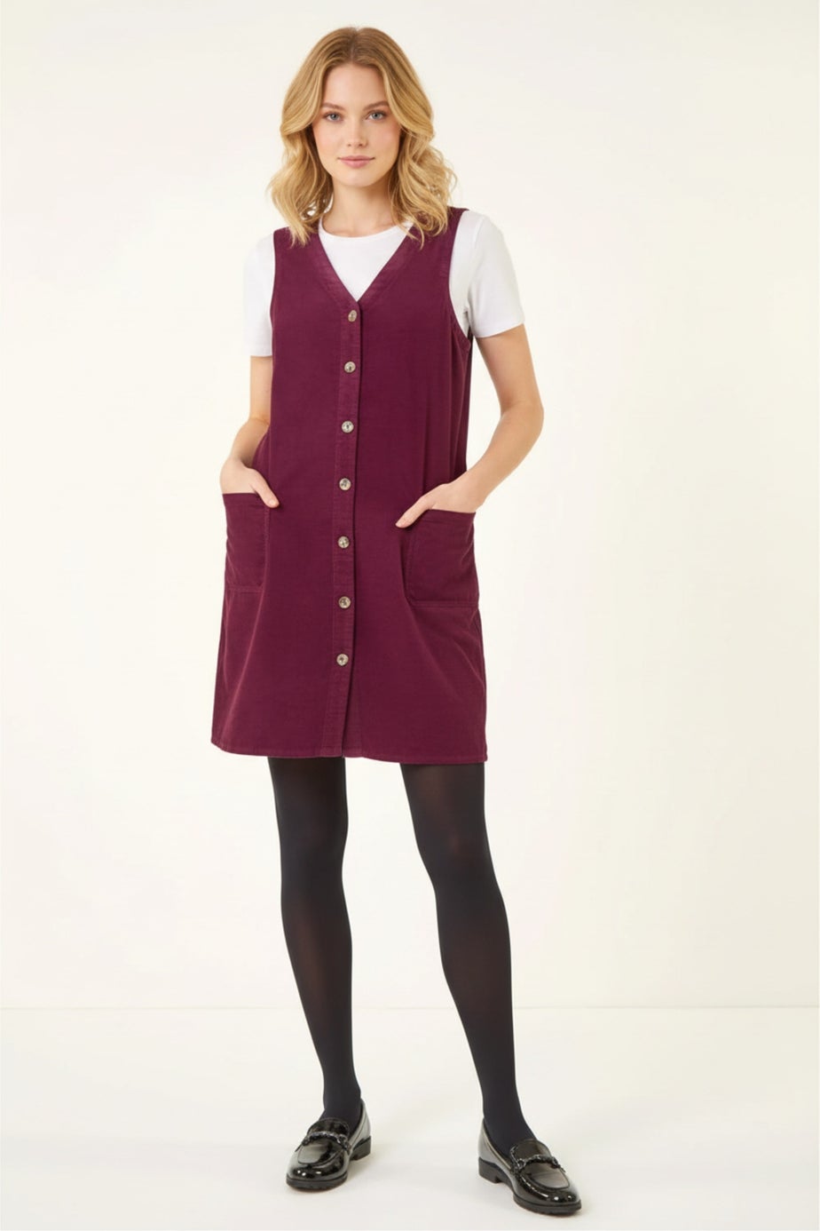 Roman Port Cotton V-Neck Button Pocket Dress