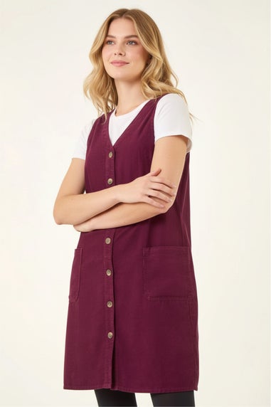 Roman Port Cotton V-Neck Button Pocket Dress