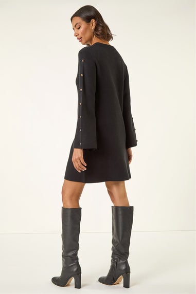 Roman Black Buttoned Knit Dress