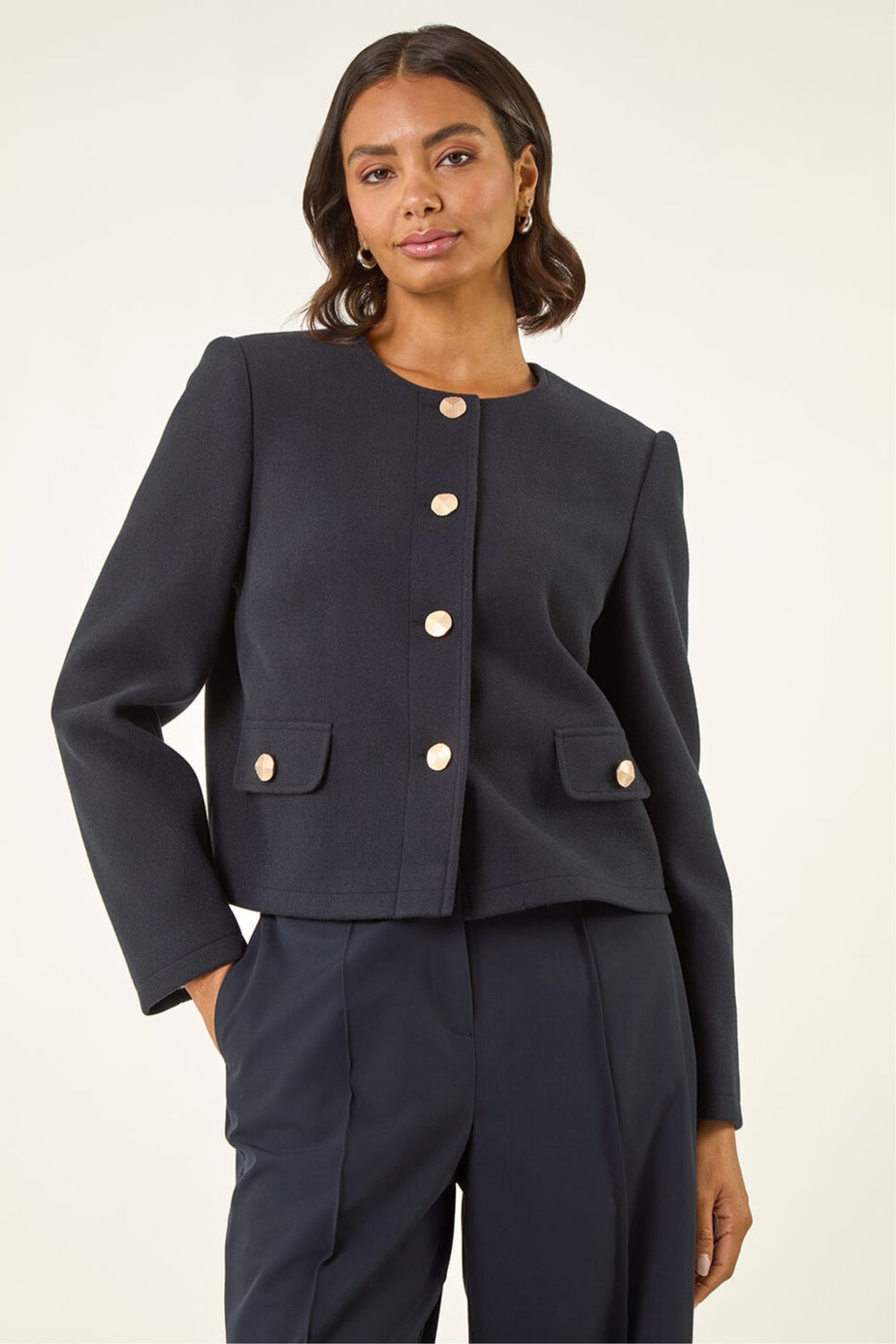 Roman Navy Buttoned Pocket Jacket