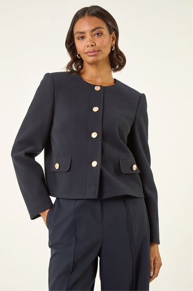 Roman Navy Buttoned Pocket Jacket