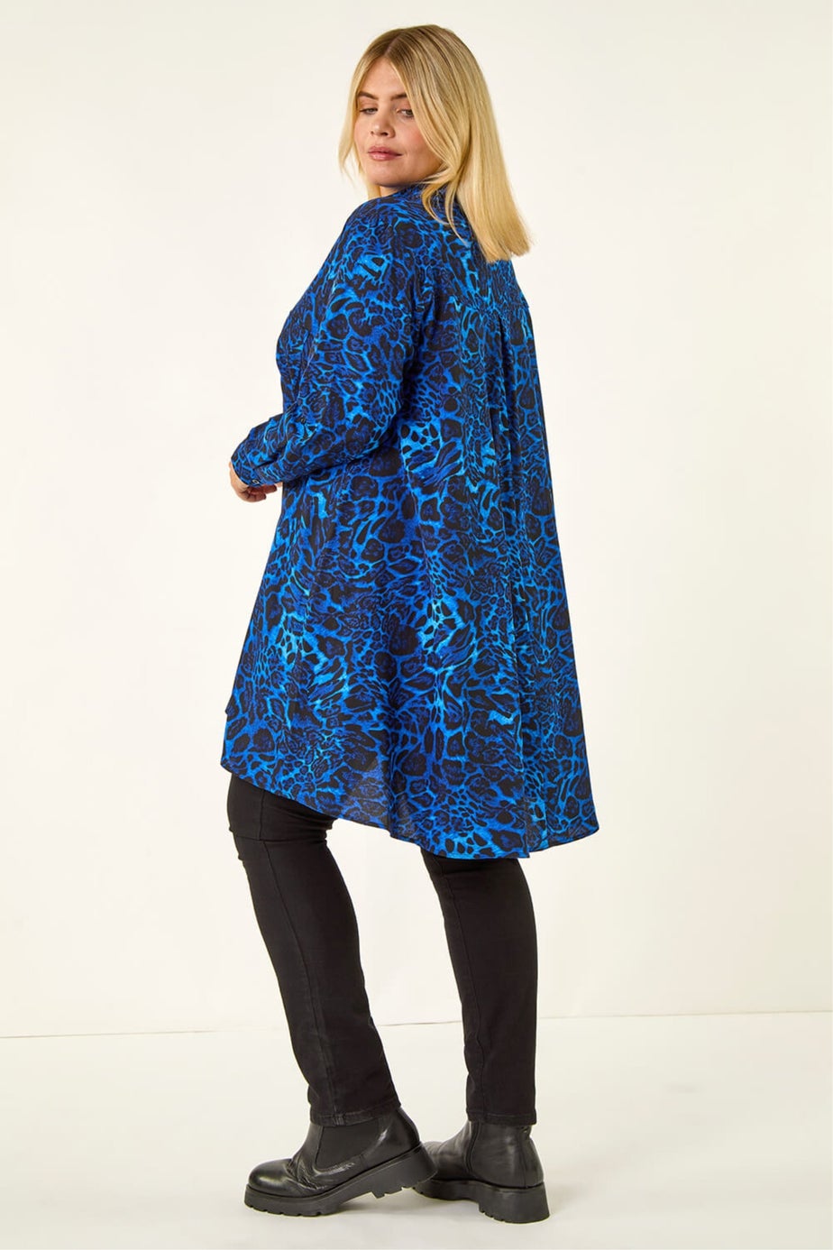 Roman Royal Blue Animal Print Longline Tunic Shirt