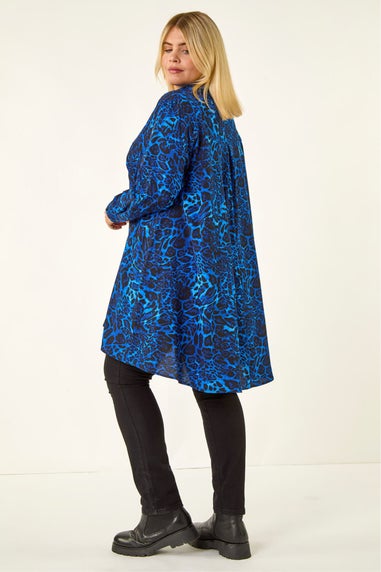 Roman Royal Blue Animal Print Longline Tunic Shirt